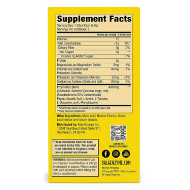 Bala Triple Enzyme Hydration Total Body Wellness Drink Mix Sticks, Pineapple